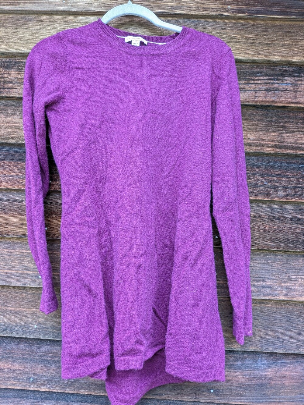 Plum Cashmere Tunic XS Asymmetric Longer Back, Excellent Condition